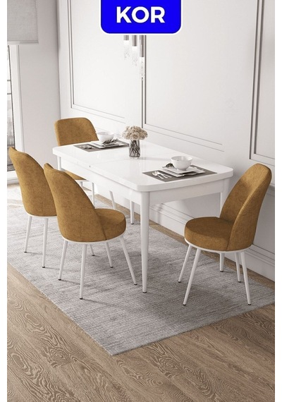 Canisa Kor Serisi 70x114 Açılabilir Mutfak Masası Takımı Beyaz Masa 4 Cappucino Sandalye Masa Beyaz Sandalyeler Cappuccıno Canisa Kor Serisi 70x114 Açılabilir Mutfak Masası Takımı Beyaz Masa 4 Cappucino Sandalye Masa Beyaz Sandalyeler Cappuccıno