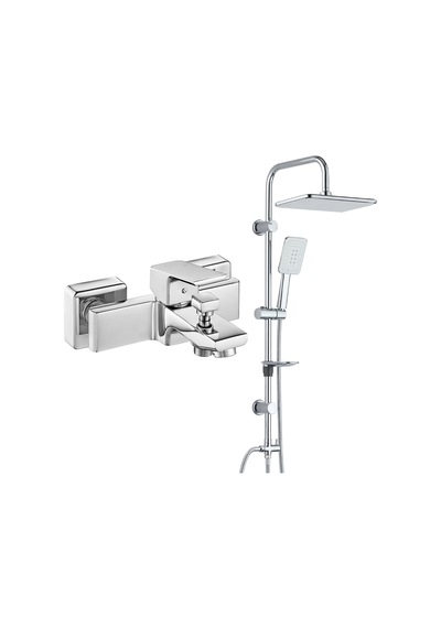 Eca Tiera Banyo Bataryası+T-May Banyo Çınar Dikdörtgen Tepe Duş Takım Krom