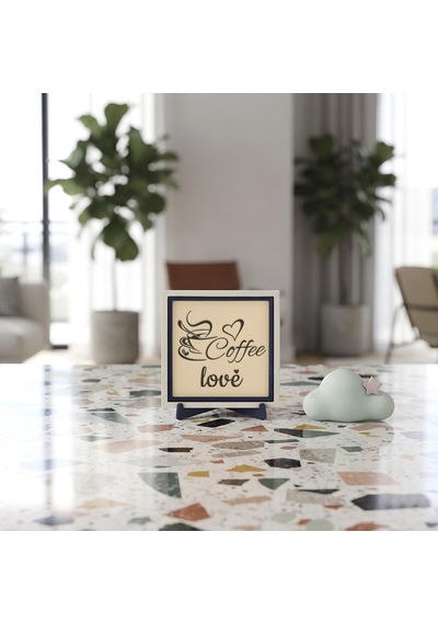 Coffee Love Simgeli Dekoratif Obje, Ev Ve Ofisiniz İçin Estetik Bir Tasarım 10x10 Cm