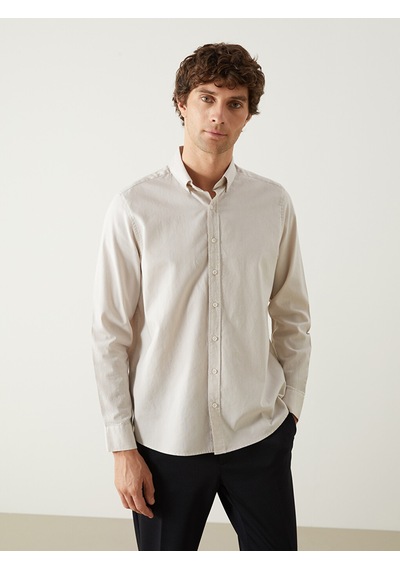 Lcw Vision Bej Slim Fit Uzun Kollu Oxford Erkek Gömlek