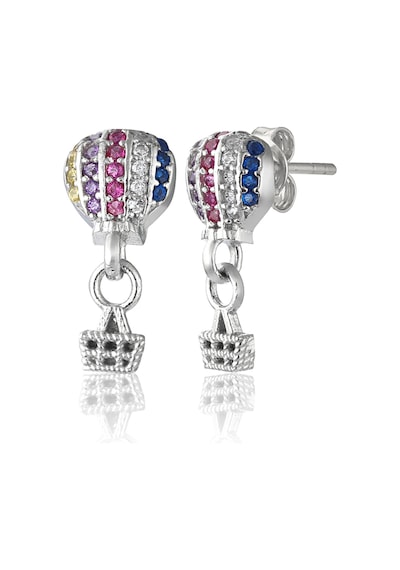 Zanaatsilver 925 Ayar Gümüş Mix Zirkon Taşlı Rodyum Kaplama Uçan Balon Küpe