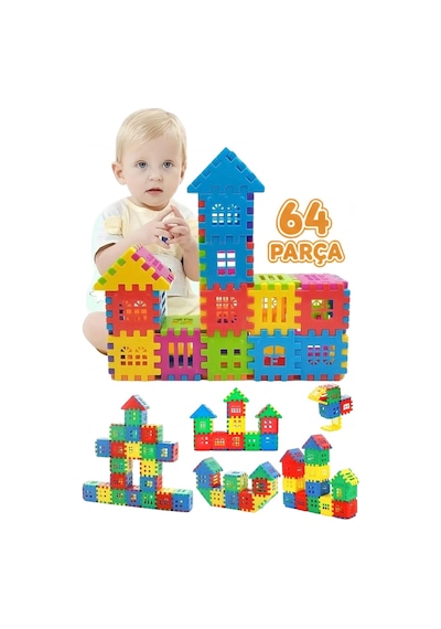 64 Parça Yapı Oyuncak Puzzle Blok 3d Tasarım Yeteneğini Geliştiren Eğlenceli Bilişsel Yapı Taşları