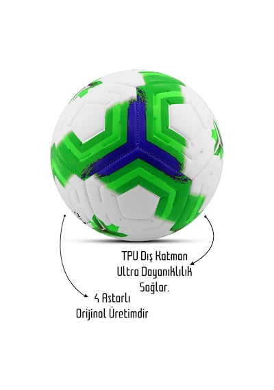 Telvesse Futbol Topu Premiera Sert Zemin Halı Saha Futbol Topu Hibrit Yeşil No:5 Yeşil