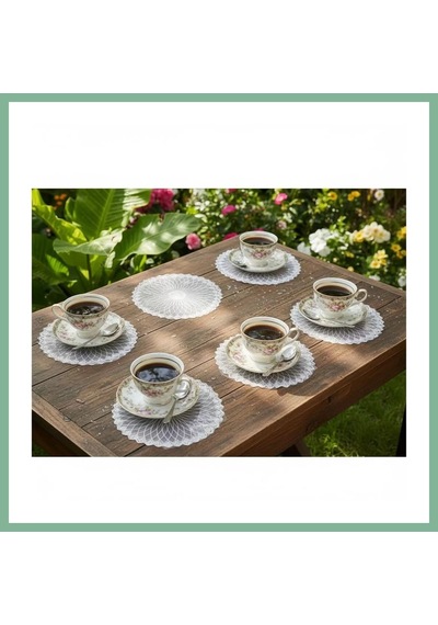 Bşkvirgo 6 Lı Dantel Kahve Sunumluğu 15x15 Cm Asorti Desenli Modern Sunum Aksesuarı Bsk2026 Çok Renkli