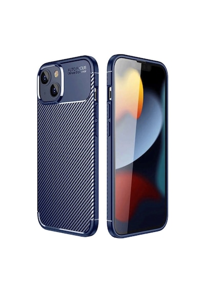 İphone 14 Kılıf Auto Focus Karbon Kapak - Lacivert