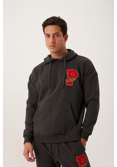 Polostate Erkek Kapüşonlu 3 İplik Sweatshirt Antrasit