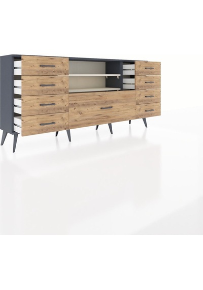Arges Konsol 2 Raflı 9 Çekmeceli 176x30x83 Antrasit-aytaşı/çam Aytaşı/çam Arges Konsol 2 Raflı 9 Çekmeceli 176x30x83 Antrasit-aytaşı/çam Aytaşı/çam