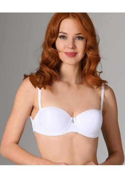 Nbb Destekli Push-up Straplez Cuplı Basic Sütyen- 3520 Beyaz