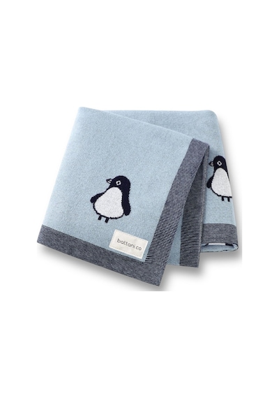 Kız Ve Erkek Bebek Için Triko Örgü Bebek Battaniyesi 85cm X85cm Açık Mavi Penguş Amavi Amavi