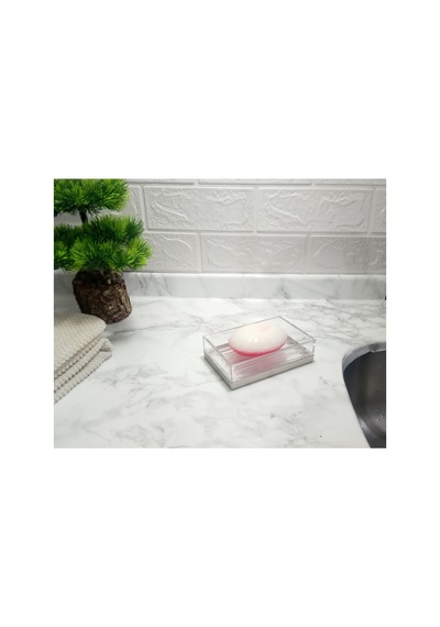 Buççin Online Mağaza Sabunluk Modern Gümüş Tasarımlı Akrilik 12x8x3cm Akrilik Turuncu Çok Renkli