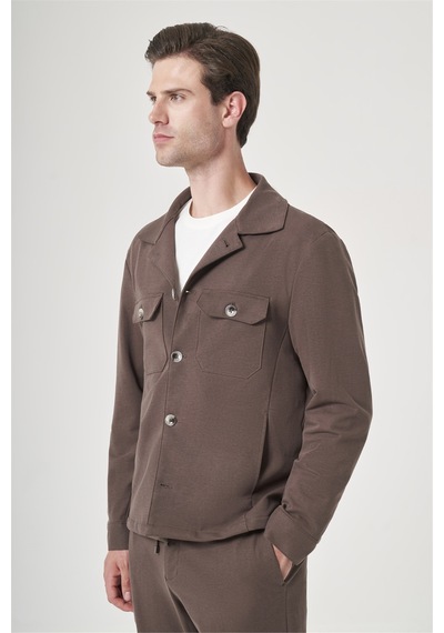 İmza Kahverengi Berberi Yaka Örme Beli Lastikli 6 Drop Slim Fit Astarsız Esnek Takım Elbise 1001260177