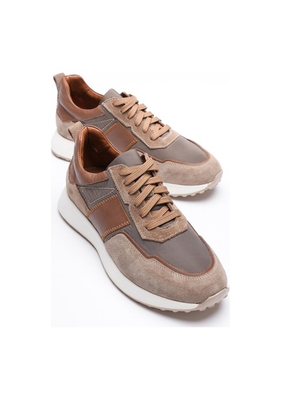 Erkek Hakiki Deri Süet Sneaker Paraşüt Detaylı Vizon Zerox Vizon