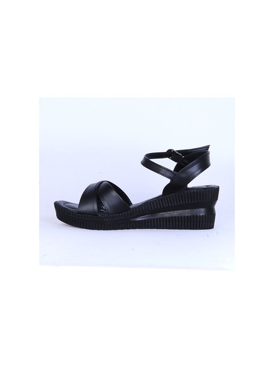 Moda Ayakkabı 151 Ortopedik Cilt 7cm Kadın Sandalet Ayakkabı Siyah