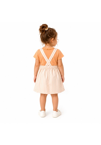 Tucankids Kız Çocuk Çizgili Askılı Etek Ve Fırfır Yakalı Tişört 2'li Elbise Takımı Turuncu Tucankids Kız Çocuk Çizgili Askılı Etek Ve Fırfır Yakalı Tişört 2'li Elbise Takımı Turuncu