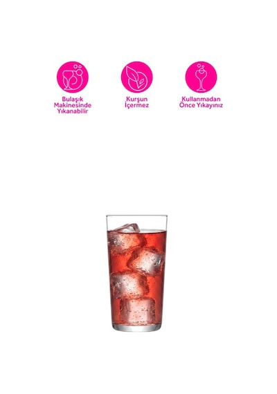 Lav Assos Cam Meşrubat Bardağı 3'lü 490 ml (Su/Kokteyl/Soğuk Kahve/Smoothie /Milkshake Bardağı )