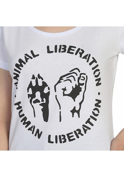 Bant Giyim - Animal Liberation Beyaz Kadın T-Shirt Tişört