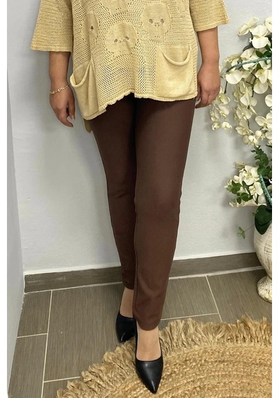 Mia Butik Kadın Kahve Punto Boru Paça Pantolon Kahve