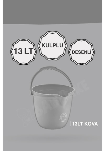 Çocuklar İçin 2'li Banyo Seti Kulplu Kova & Oluklu Maşrapa Set Gri