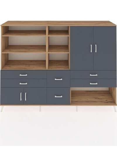 Hyperion Dolap 10 Raflı 6 Çekmeceli 4 Kapaklı 220x44x163 Çam-antr Çam-antrasit