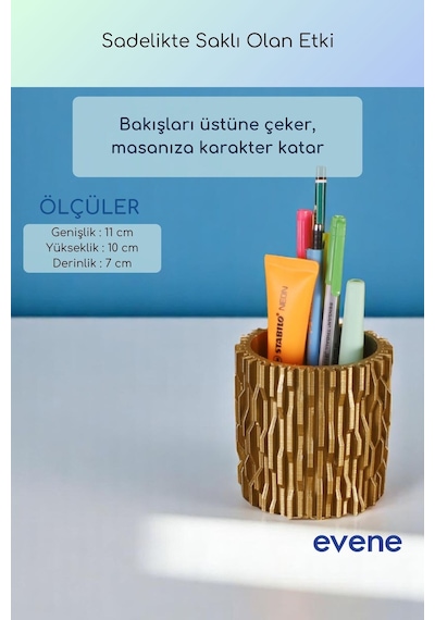 Kalemlik Masa Kalemliği Organizer Kalemlik Altın Renk Model 78 Çok Renkli
