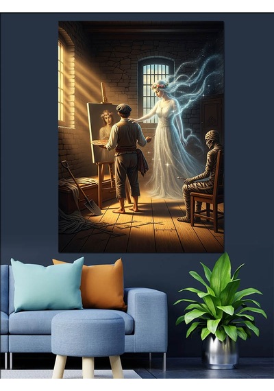 Ahşap Tablo Hayalet Ressam Atölye Çizimi