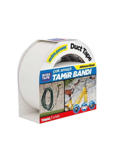 27kids Boss Tape Kanal Tamir Bandi, 10 Metre Uzunluk X 48 Mm Kalinlik, Beyaz Açık Bej