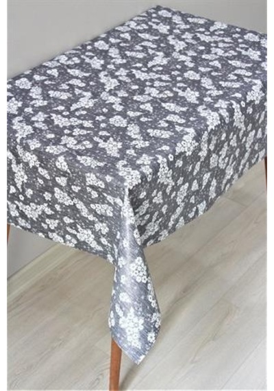 Elyaf Astarlı Silinebilir Pvc Muşamba Masa Örtüsü 1107-6 Siyahminiçiçek-siyah-beyaz
