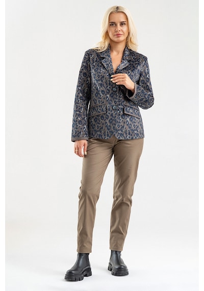 Bold & Young Kadın Baskılı Kadife Blazer Ceket Likralı Pamuklu Kumaş, Astarlı, Çift Cepli Haki Bold & Young Kadın Baskılı Kadife Blazer Ceket Likralı Pamuklu Kumaş, Astarlı, Çift Cepli Haki