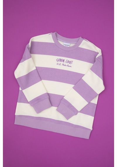 U.S. Polo Assn. Kız Çocuk Lila Çizgili Bisiklet Yaka Sweatshirt 50317898-VR034 U.S. Polo Assn. Kız Çocuk Lila Çizgili Bisiklet Yaka Sweatshirt 50317898-VR034