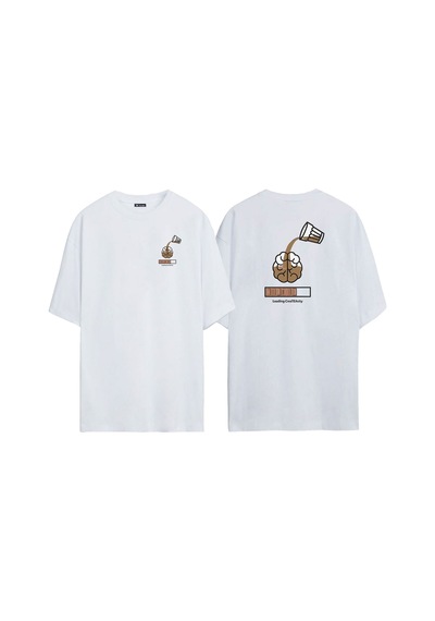 Thewert Unisex Loading Createavity Ön Arka Baskılı Beyaz Oversize T-shirt