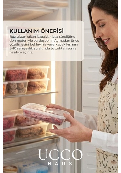 10 Adet 500ml Ekonomik Plastik Buzdolabı Dondurucu Erzak Sızdırmaz Saklama Kabı Buzluk Organizer Şeffaf