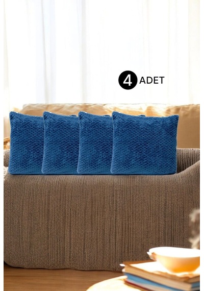Bohem 4'lü Dekoratif Yastık Kılıfı Kırlent Kılıfı 45x45 Cm Petrol Mavisi Otantik Desen Petrol Mavisi