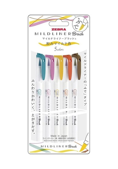 Zebra Mildliner Fırça Uçlu + Fosforlu Kalem Çift Uç Wft8-5c-rc-n Çok Renkli