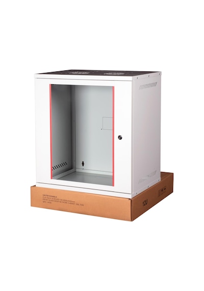 Lande - 12u 19" Cam Kapaklı Duvar Tipi Rack Kabinet Genişlik: 544 Mm Derinlik: 400 Mm Açık Gri Demonte