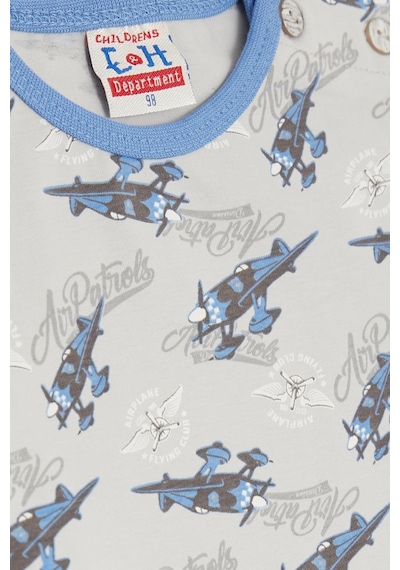 Breeze Girls & Boys Erkek Bebek Pijama Takımı Uçak Desenli 9 Ay-3 Yaş, Gri-gri Gri