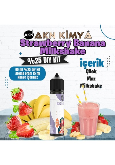 Strawberry Banana Milkshake Yoğun Dıy Kit Çilek Muz Gıda Aroması %25 Oranda Aroma İçerir Hazır Değildir 60 Ml