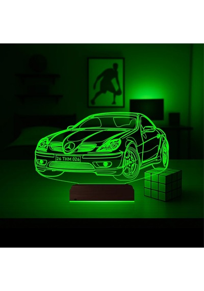 Luvivia Spor Araba Mercedes Slk Tasarım Kişiye Özel 3d Lamba - Masa Gece Lambası Şeffaf