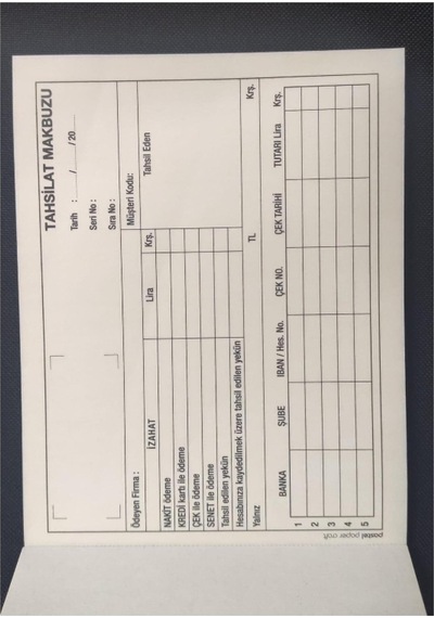 A5 14x20 Cm Otokopili Tahsilat Makbuzu 2 Nüsha 10 Adet