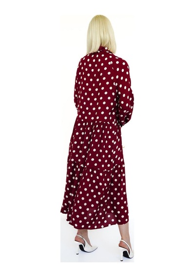 Madmext Bordo Uzun Kollu Düğmeli Desenli Elbise Mg2430 Bordo