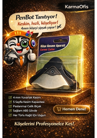 Köşe Kesme Aparatı Laminasyon, Kartvizit Ve Fotoğraf İçin Yuvarlak Köşe Kesici 5 Yaprak