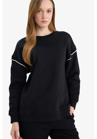 Defacto Regular Fıt Bisiklet Yaka Sweatshirt Tunik G9241ax26spbk81 Siyah-bk81
