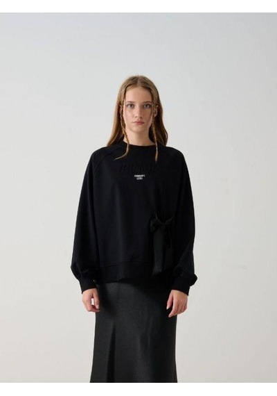 Kız Çocuk Peace Yazılı Tasarım Sweatshirt-15356 Siyah Kız Çocuk Peace Yazılı Tasarım Sweatshirt-15356 Siyah