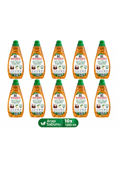 Arap Sabunu 10'lu Paket 1250 Ml Sıvı Bitkisel Temizlik Sabunu Yüzey Temizlik 10'lu Set