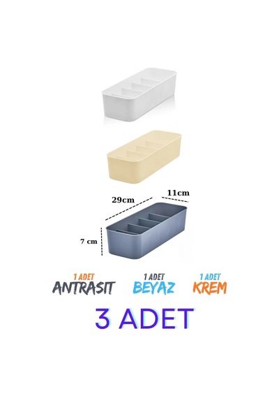 3 Adet 5 Bölmeli Düzenleyici, Dolap-çekmece İçi Organizer Saat,takı,iç Çamaşırı Düzenleyici Plas Diğer