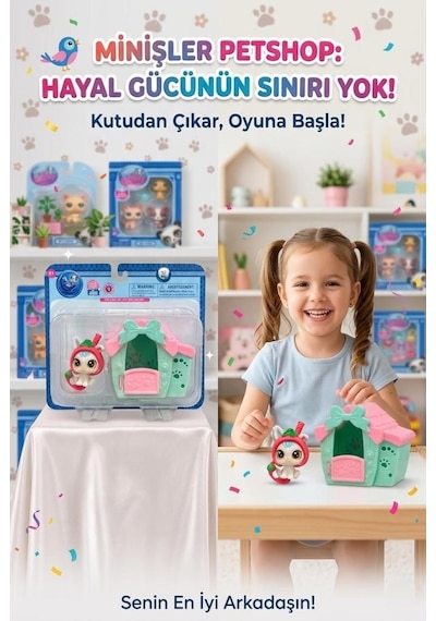 Pet Shop Minişler Çilek Kostümlü Tavşan Miniş Figür Ve Kulübe Oyun Seti Seri 3 Işıklı Paket Oyuncak