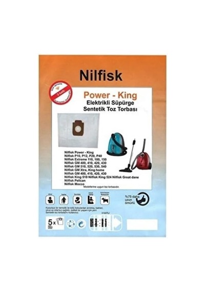 Nilfisk Power King P10 P12 P20 P40 Toz Torbası 20 Adet Beyaz