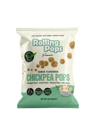 Rolling Pops Nohut Cipsi 56 G Ranch - Proteinli Atıştırmalık - 4 Adet Tarı