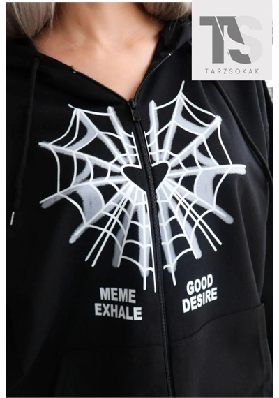 Tarzsokak Örümcek Ağ Desire Sweatshirt Fermuarlı Hırka Siyah
