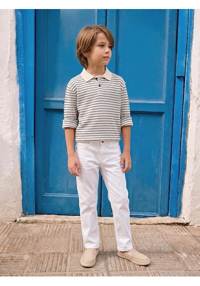 Civil Boys Çizgili Polo Yaka 6-9 Yaş Sweatshirt - Lacivert