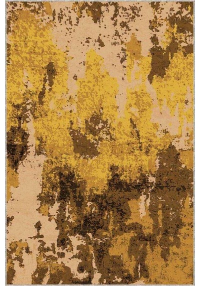 Sarı Kaymaz Tabanlı Yıkanabilir Modern Salon Halıları Ar296n11
